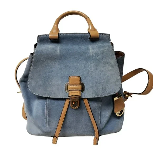 Michael Kors Suede Backpack in Blue and Tan Romy Medium Suede Backpack | Michael Kors [US] main image 3